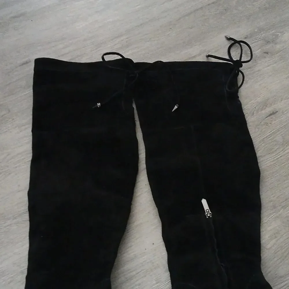 Sam Edelman super soft suede over the knee black heeled boots Sz 9.5